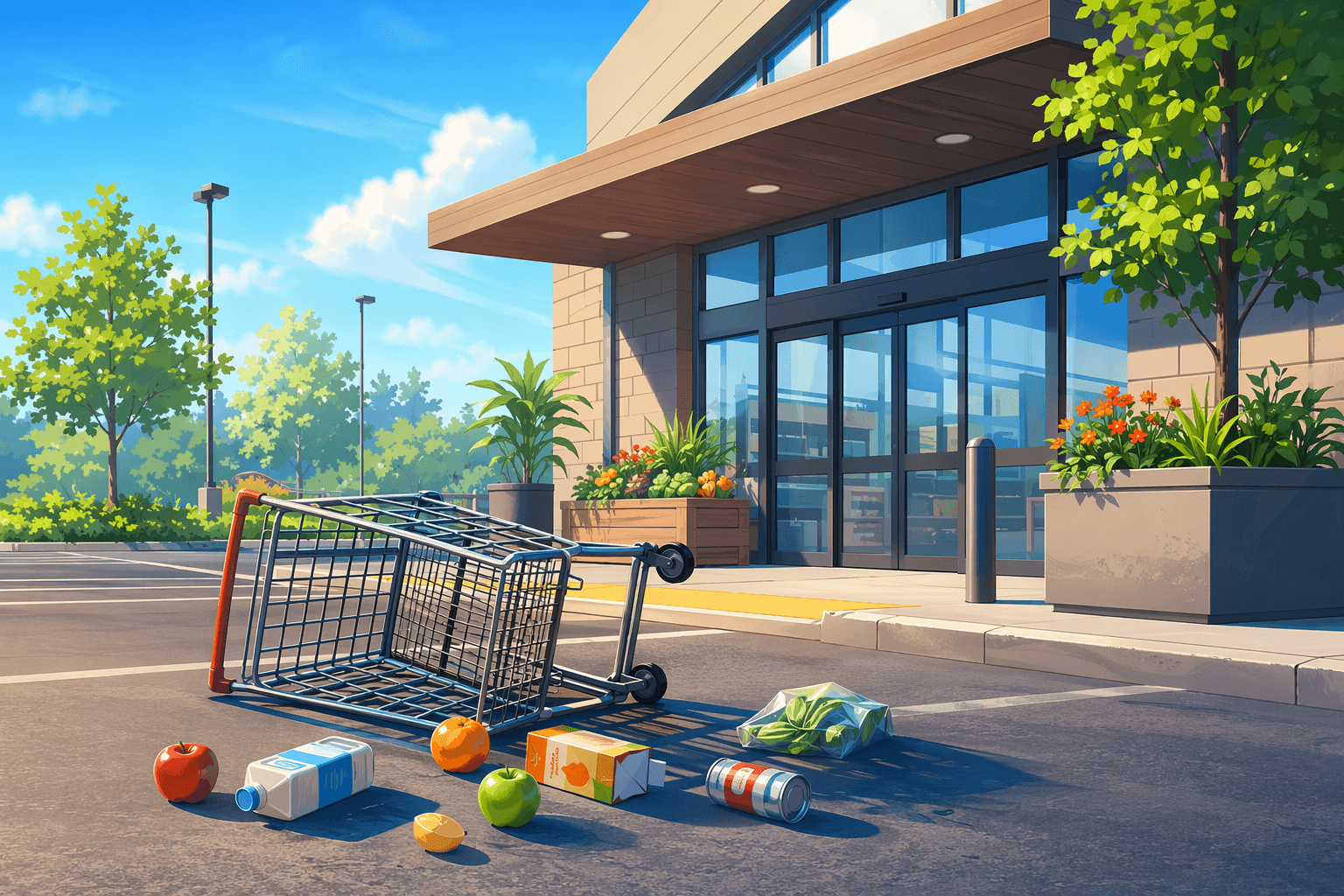 Grocery cart accident - illustration, Jake Team LLC