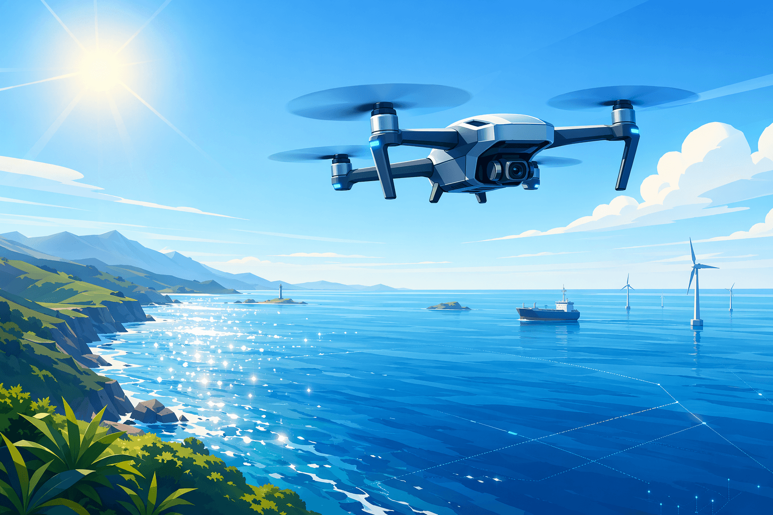 Maritime surveillance drones - illustration, Jake Team LLC