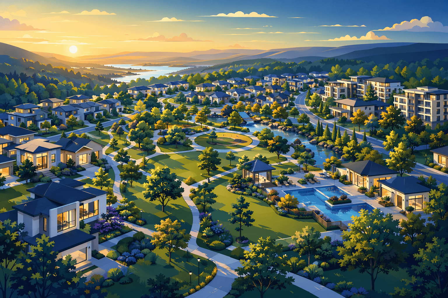 Master-planned community - illustration, Jake Team LLC