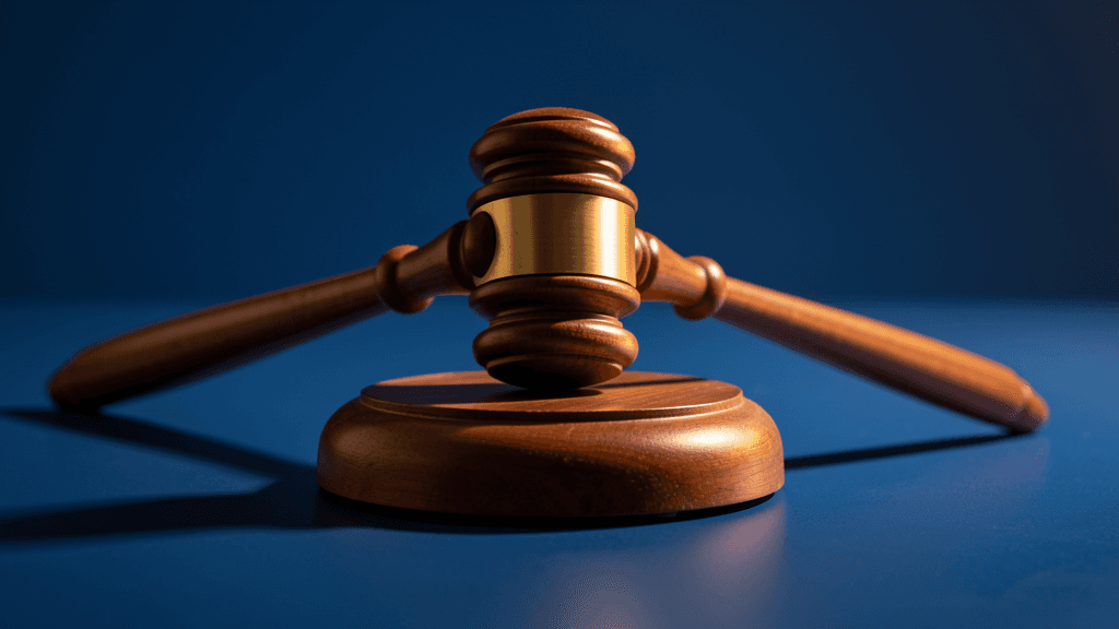 Gavel on blue background, representing Florida budget and legislation — illustration, Jake Team LLC