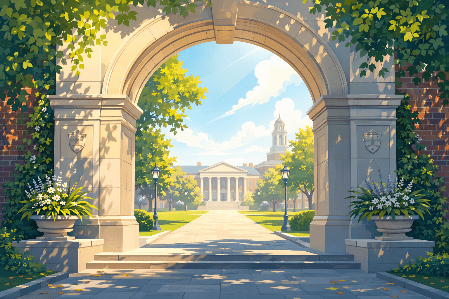 College campus gateway - illustration, Jake Team LLC